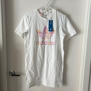 NWT Adidas White Tee with Pastel Trefoil Logo